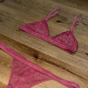 Pink Sparkly Women's Intimates Set Size Medium/ Large